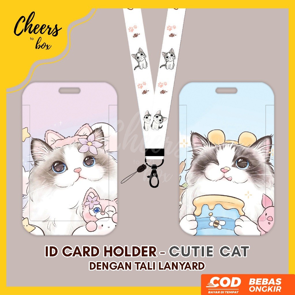 

^_% SALE %_^ [N004] KUCING IMUT LUCU/ Name Tag ID Card Holder dengan Tali Lanyard / Tali Gantungan Cutie Cat KSF