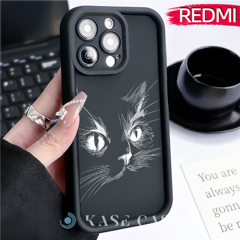 Lucu Kitten Silicone SoftCase Redmi NOTE 13 Pro Redmi 12 13C Xiaomi-POCO-M4 Pro Soft Polos Hitam TPU