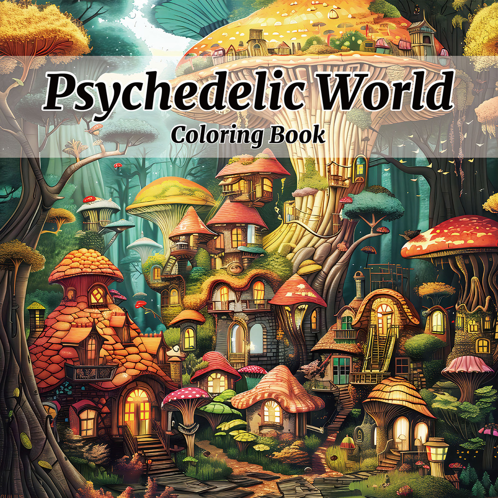 

Whimsical Tree House Adult Picture Book Enchanting Mushroom Home Micro World Sketches Perfect Pencil Coloring Book