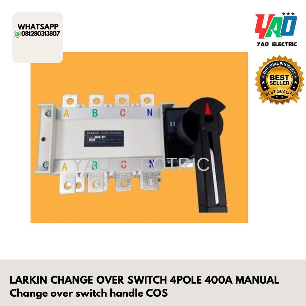 LARKIN CHANGE OVER SWITCH 4POLE 400A MANUAL Change over switch handle COS