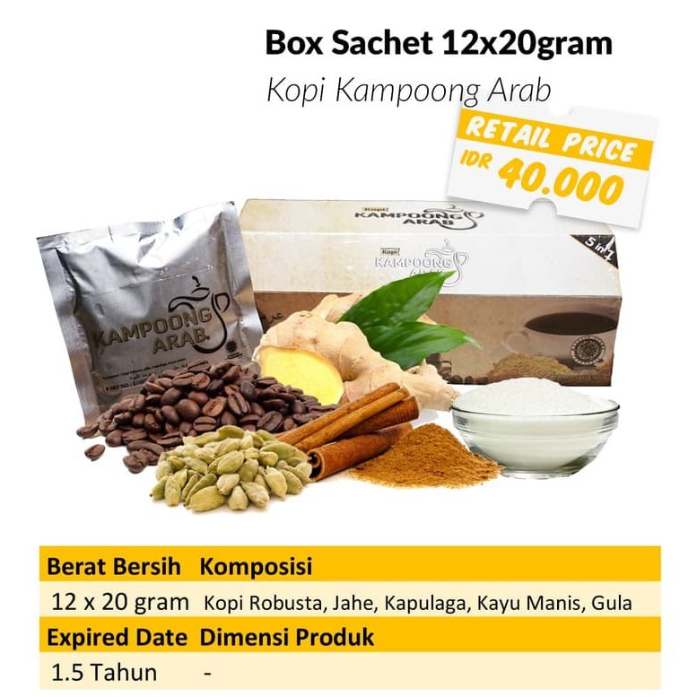

[HARGA PROMO] Terbaru Kopi Kampoeng Arab Sachet 20gr Plus Sugar Kopinya Kopi Robusta Garansi Berkualitas