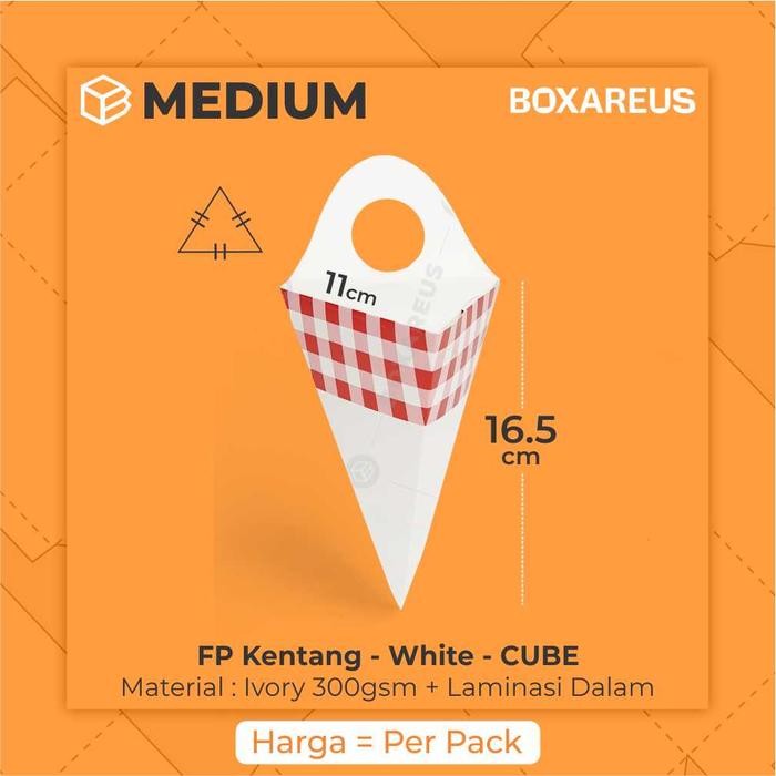 

Box Kentang Goreng French Fries Dus Churros Ayam | FP Kentang White - Cube
