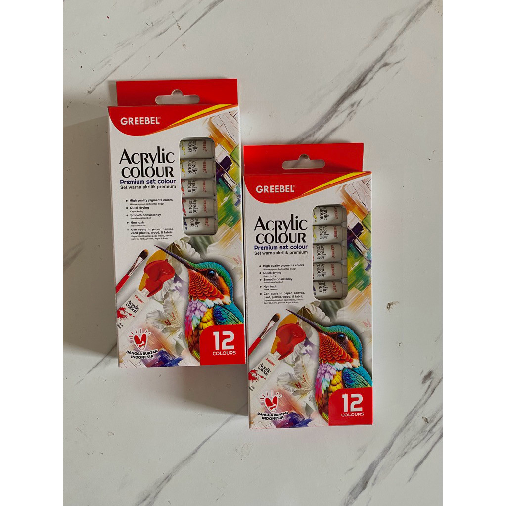 

(PCS/SET) Cat Lukis / Acrylic Colour 12 Warna Greebel 6 ML (Min. Order 4 PCS)