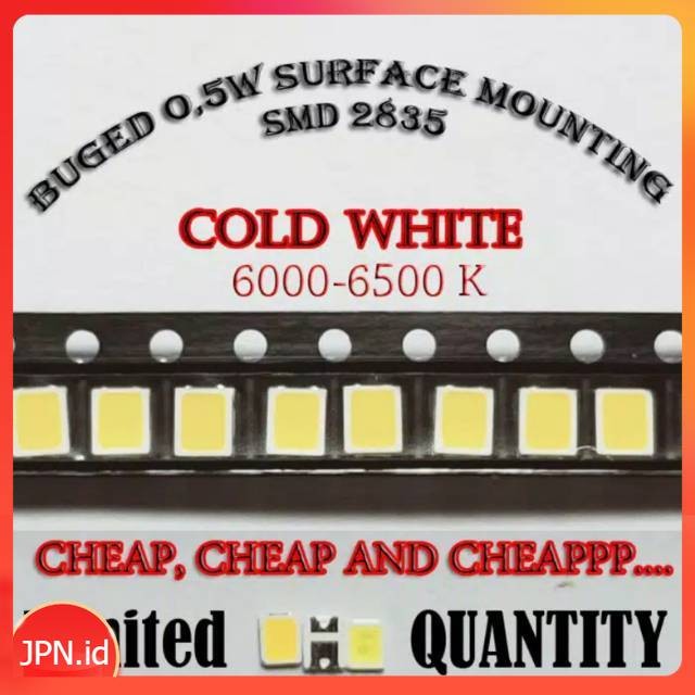 10Pcs SMD 2835 Super Bright LED HPL SMD2835 Cold White Warm White 0.5W 6000-6500K 3.0-3.2V - JPN