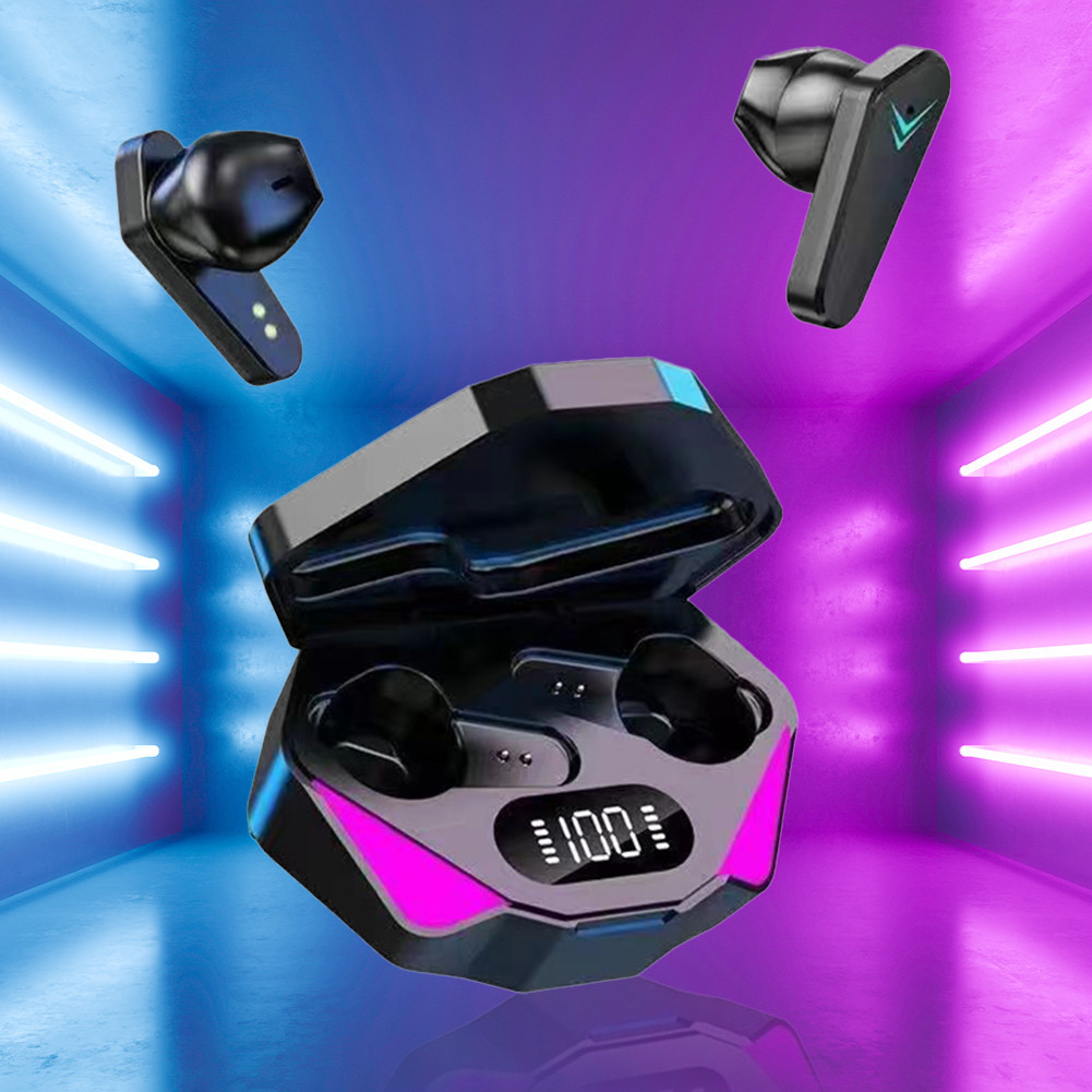 Gaming Earphone Bluetooth 5.0 TWS T23 (X15) No Delay 5.4 Low Latency Waterproof Battery Display RGB 