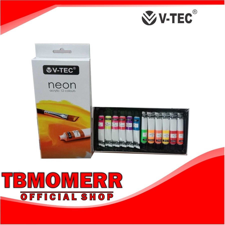 

PROMO - - V-TEC NEON ACRYLIC COLOUR 12WARNA 6ML NA-612 / CAT AKRILIK- BIGSELLER