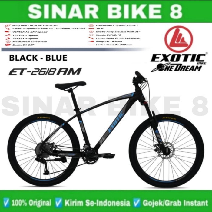 Sepeda Gunung Ukuran 26 Inch MTB EXOTIC ET-2618 AM Frame Alloy Rem Cakram