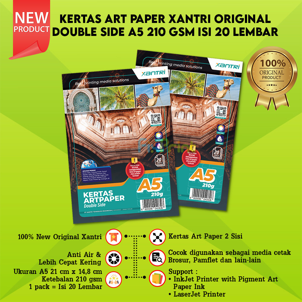 

50 Sheets Kertas Photo Art Paper A5 210gsm 210 gsm Print Double Side Anti Luntur pakai Tinta Art Paper Ukuran A5 50 sheets
