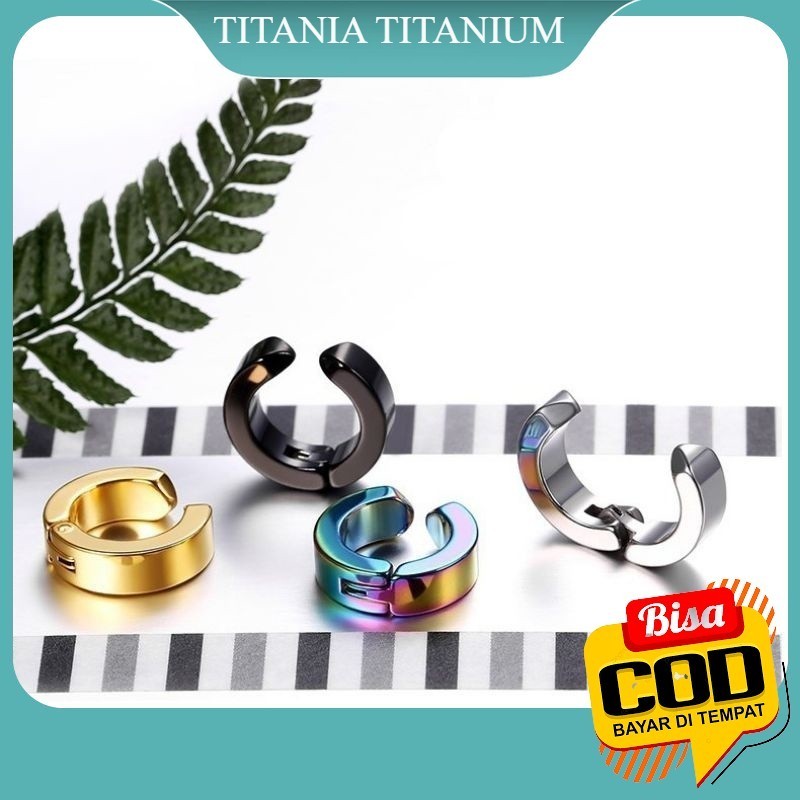 TITANIA [COD]. Anting Jepit Tanpa Tindik Bahan Titanium Gradasi Pelangi dapat 2 pcs - Sepasang, untu