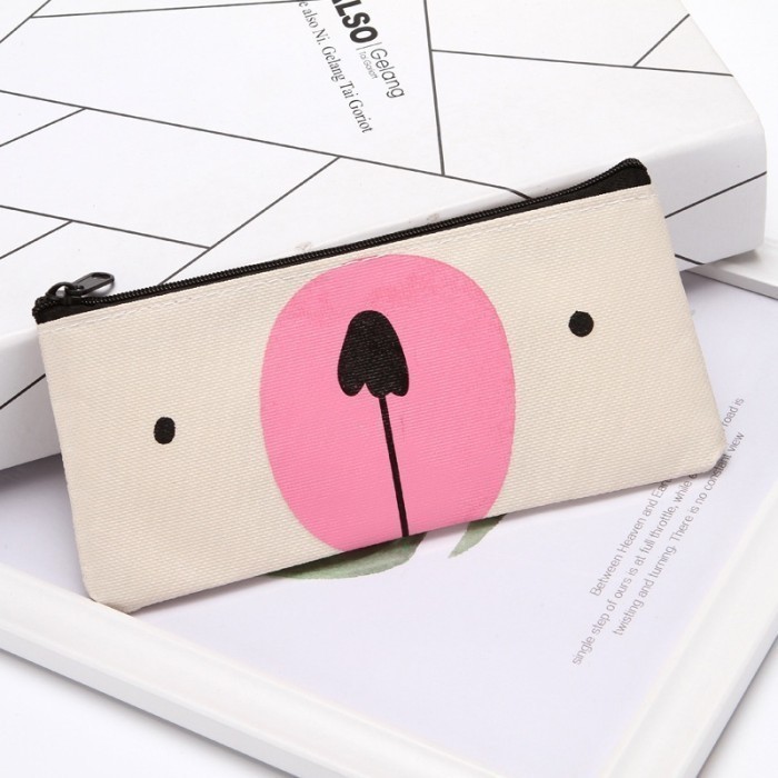

ACEH.ANL 130978 Tempat Pensil Bahan Kanvas Karakter Hewan Lucu Dompet Pouch Serbaguna - ABU MUDA