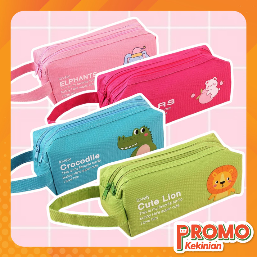 

Promo Kekinian - S6249 Tempat Pensil / Kotak Pensil Hewan Kartun dengan Resleting Ganda