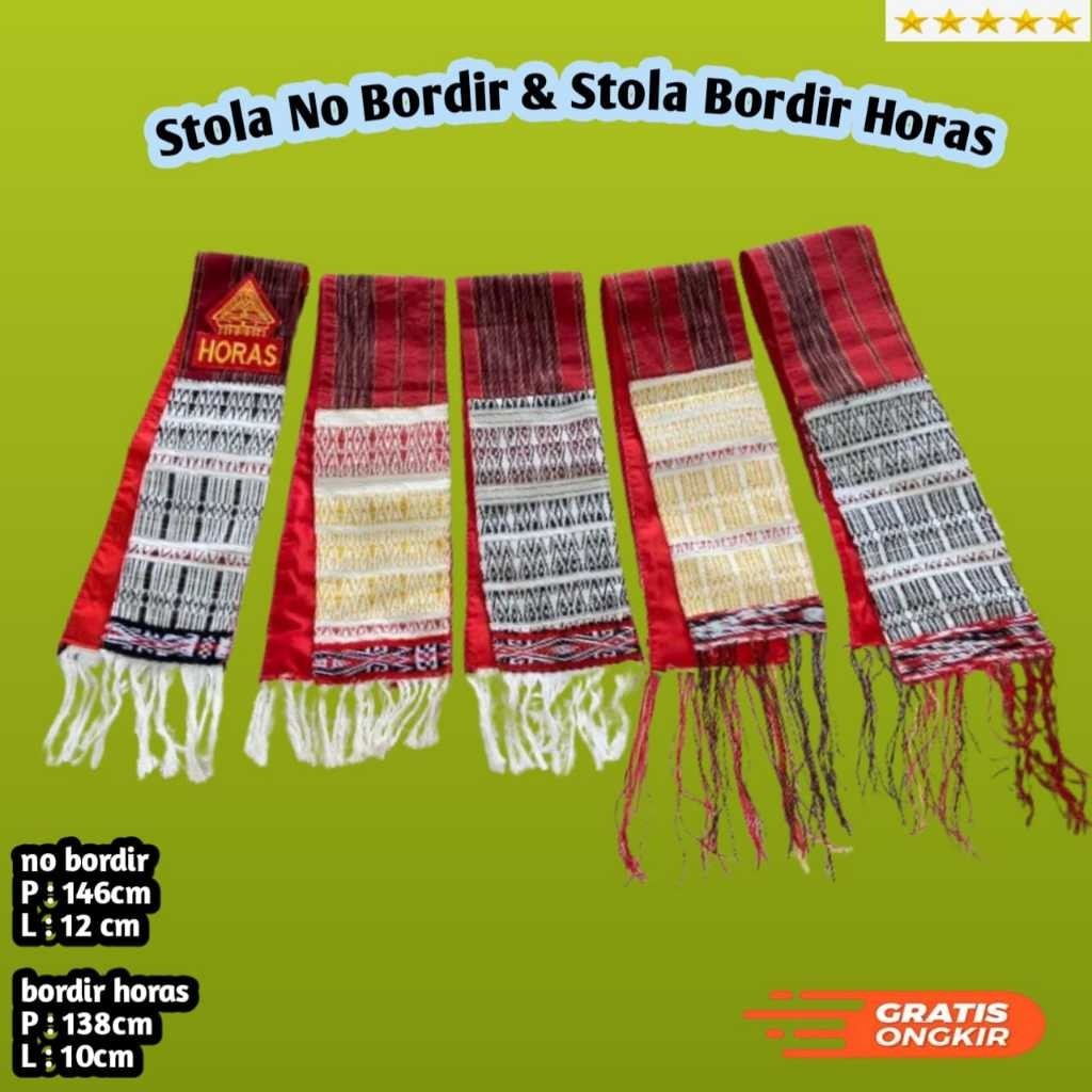 Stola Syal Tenun / Ulos Ragi Hidup / Bordir Horas / Bordir Custom / N O