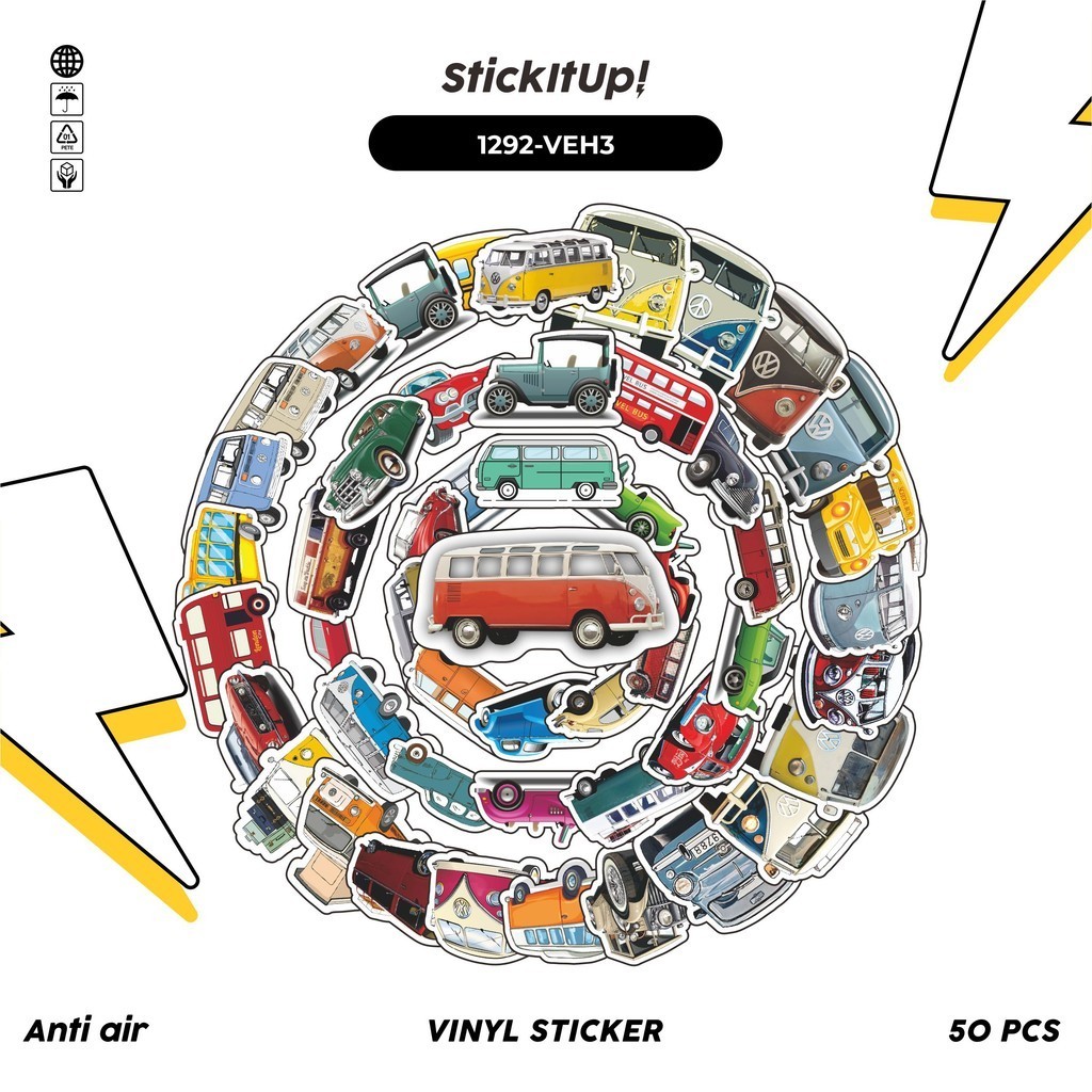 

COD✨ 100 Pcs Stiker Pack Vehicle Series 3 Lucu Aesthetic Vynil Waterproof untuk Freebies Sticker Buku Journal Casing HP Laptop