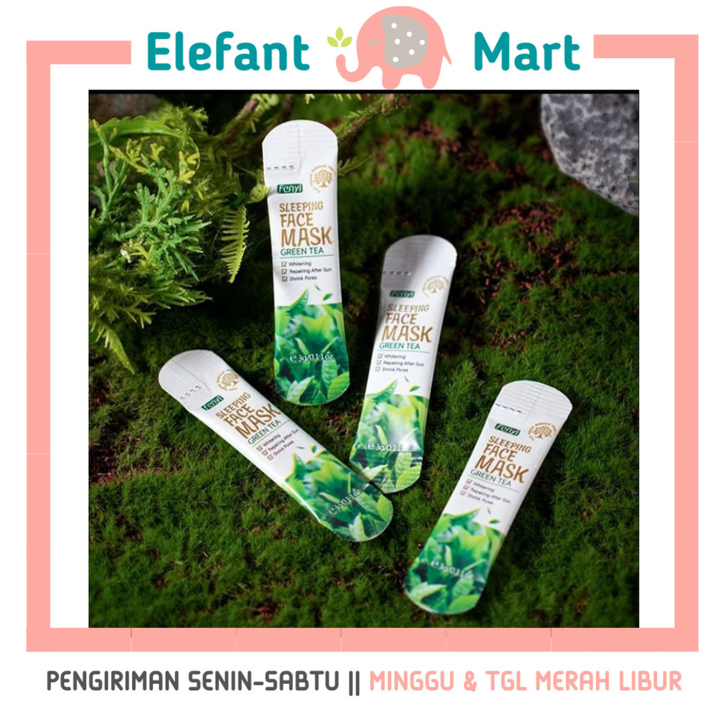 LAIKOU FENYI Green Tea Sleeping Mask Acne Anti Jerawat Soothing Masker Tidur