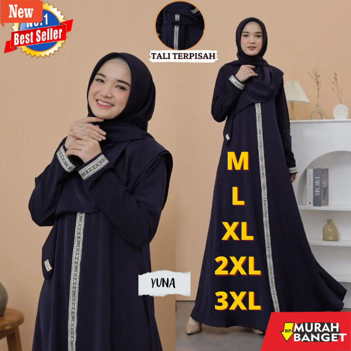abaya shopee haul 2024 Gamis Hitam Abaya Remaja Size M L XL 2XL 3XL / Gamis Modern Terbaru 2024 / Ab
