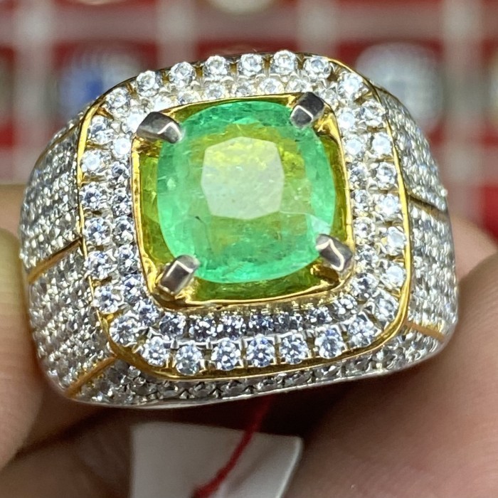 Cincin Perak Natural Zamrud Colombia Minor Sertifikat