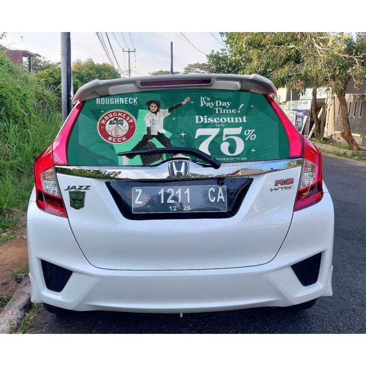Stiker Tembus Pandang Kaca Belakang Mobil - Stiker One Way / Sticker Oneway Vision   JAZZ / City HB
