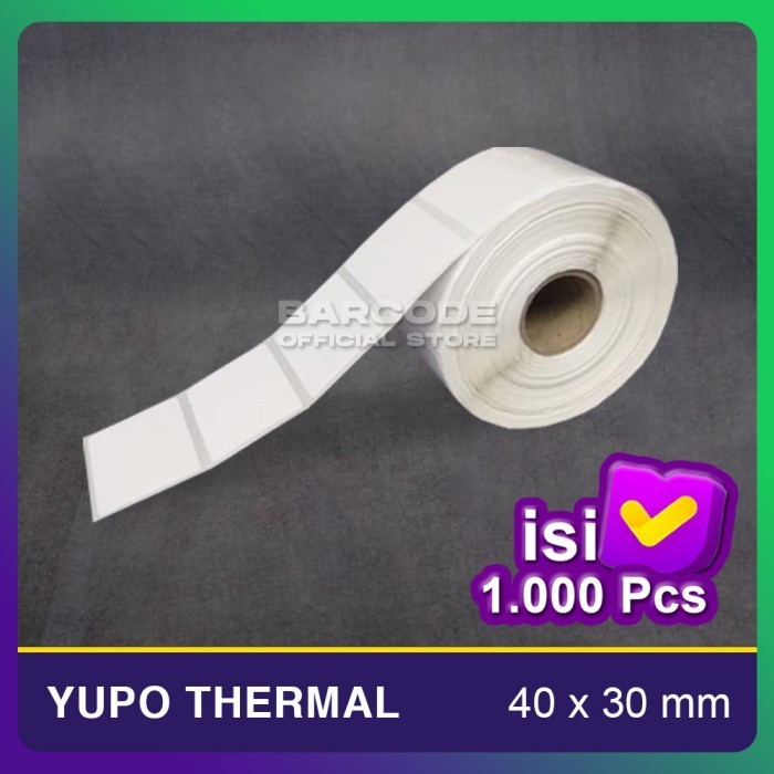 

Label Stiker Yupo Thermal 40x30mm 40x30 Barcode 40 x 30 mm isi 1000 -TMA56