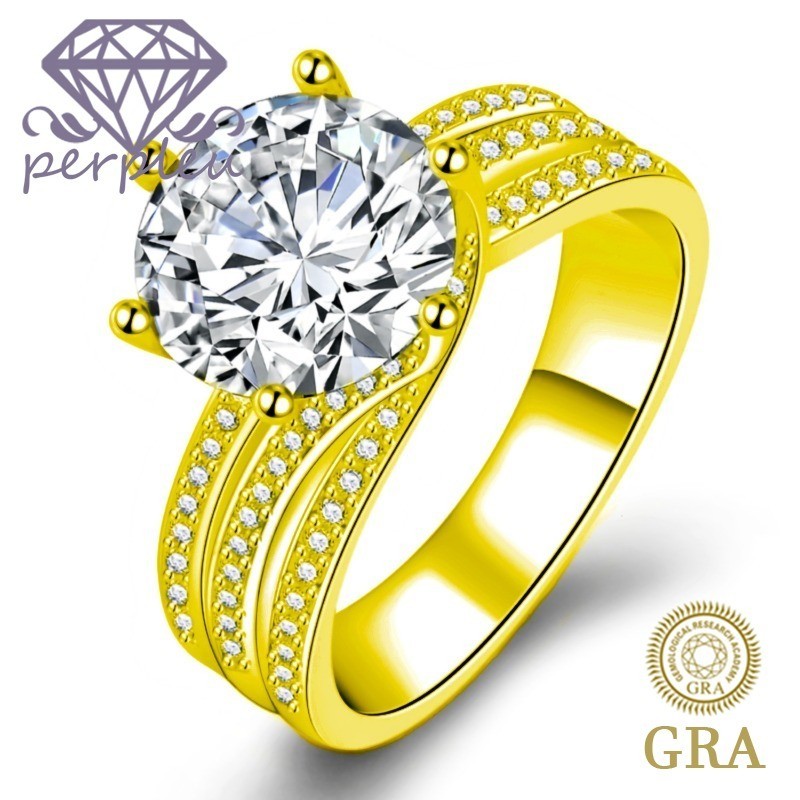 Sertifikat GRA Gratis Ring Emas 3 Karat Moissanite Cincin Model Pasangan 18K