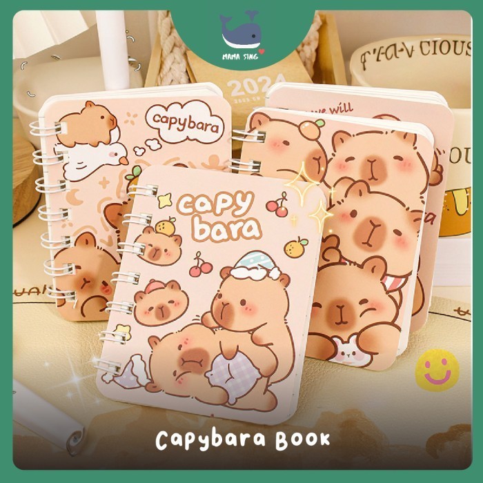 

MAMA SING Capybara Series - Buku Notes Spiral A6 80 Halaman Notebook Buku Tulis Mini Unik Lucu Pocket Size