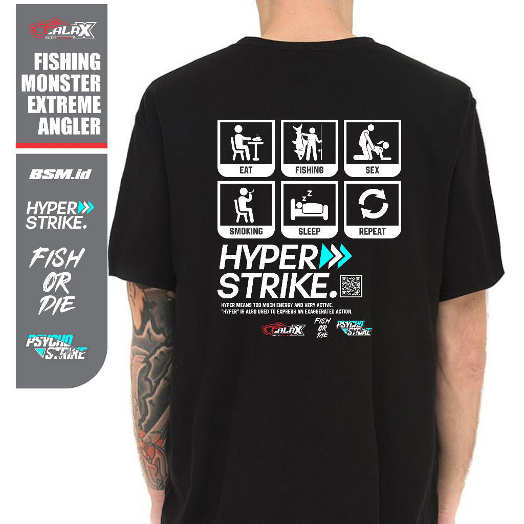 Kaos mancing distro  HYPER STRIKE / baju mancing / jersey mancing / tshirt premium