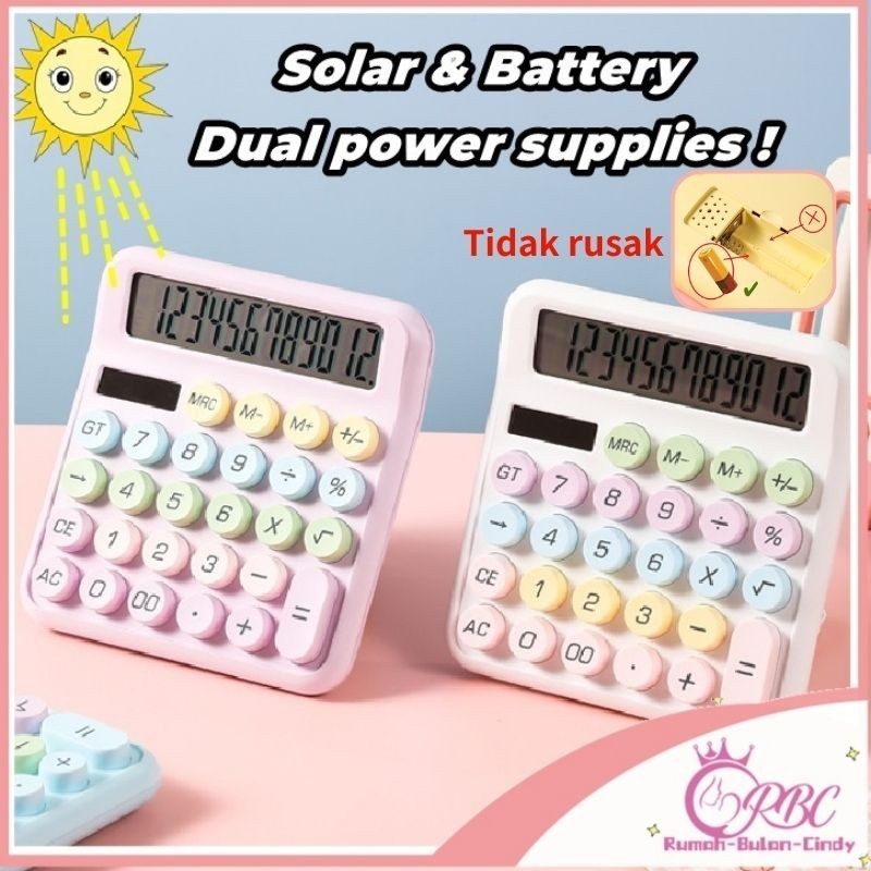 

【Penjual Lokal】Besar Keyboard Calculator Kalkulator Tenaga Surya 12 digit Layar ultra lebar Macaron Multicolor Pastel Kalkulator