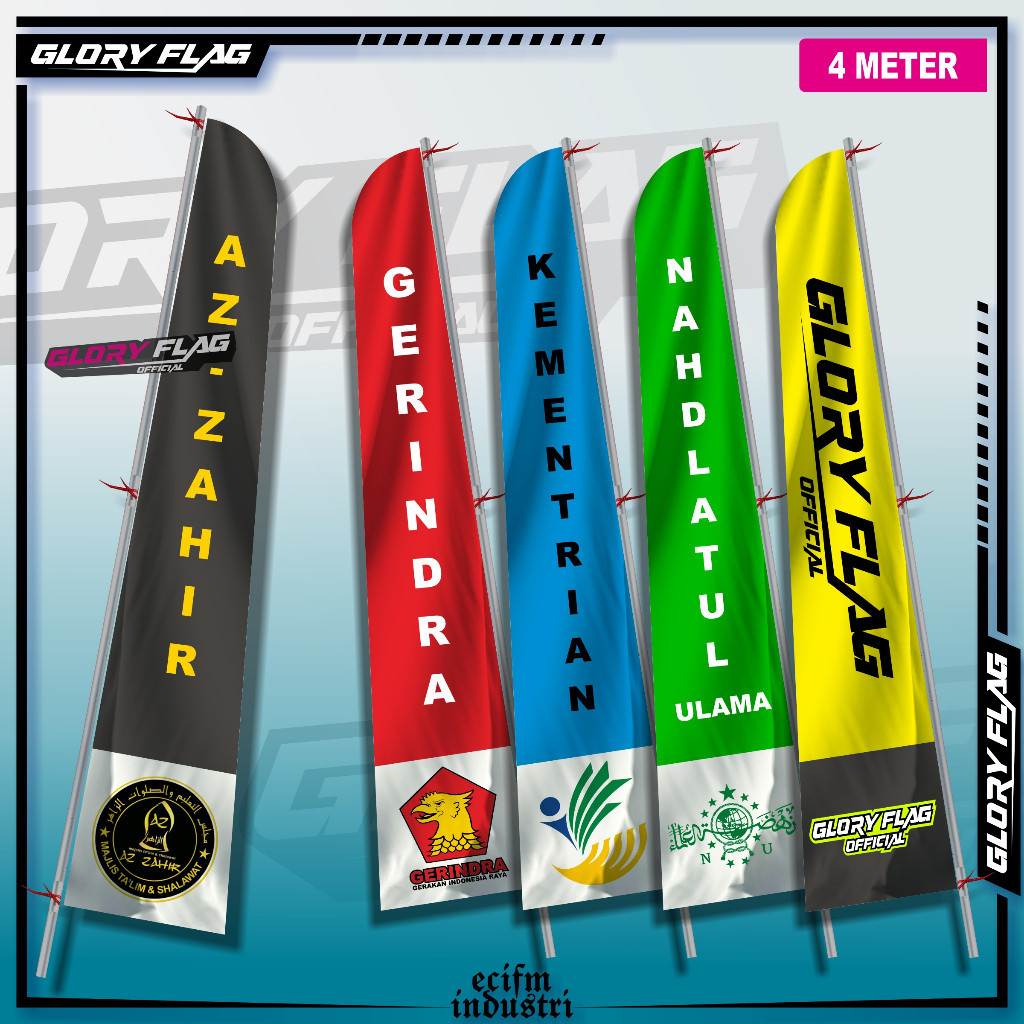BENDERA UMBUL UMBUL CUSTOM 4 METER REQUEST LOGO & TULISAN | DESAIN BEBAS