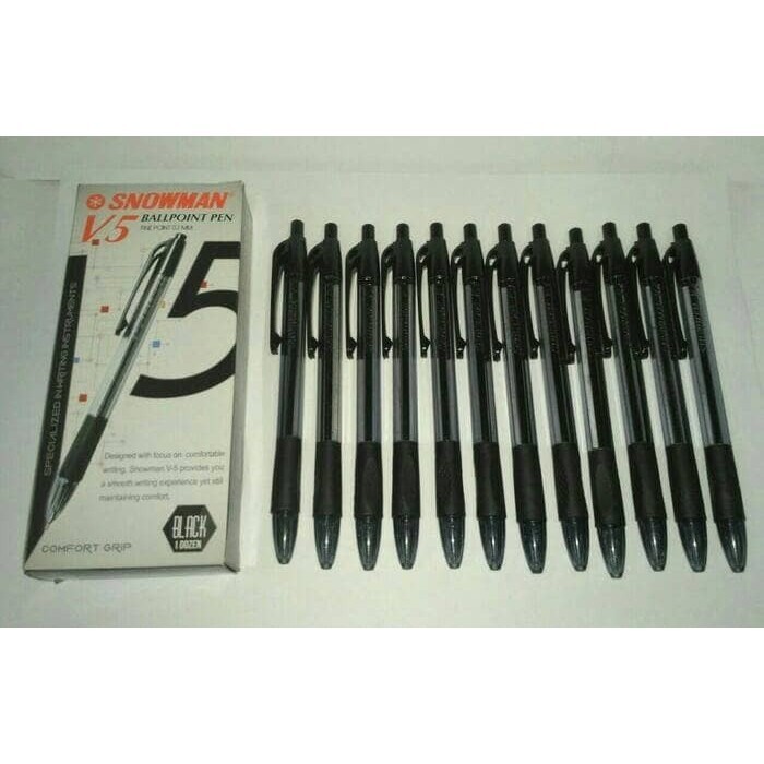 

promo ✨ -Pulpen Snowman V5 0.7 Hitam [12 pcs]