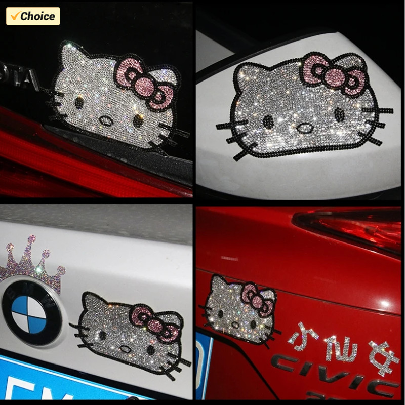 

Kawaii Sanrio Hello Kittys Car Gas Tank Sticker Cute Cartoon Anime Creative Personality Scratches Decor Standard Body Sticker