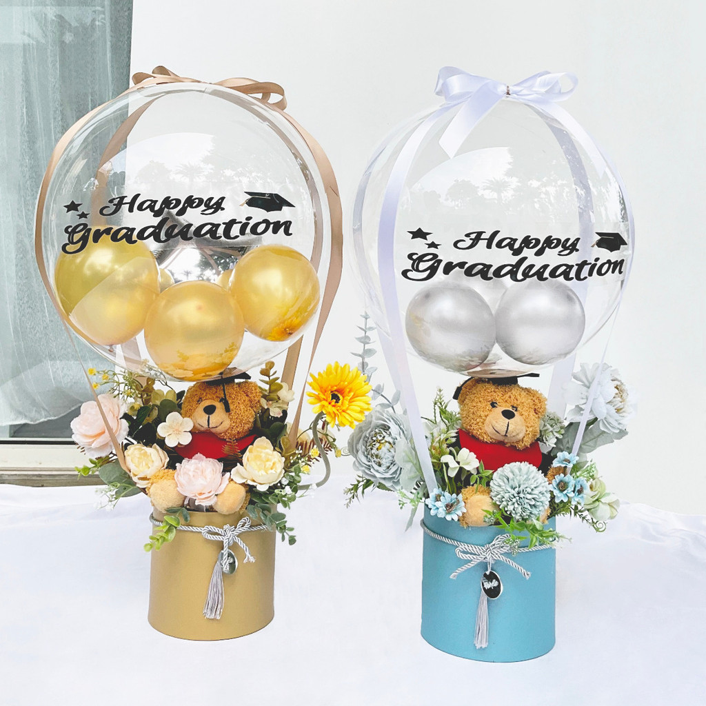 Buket Bunga Balon Wisuda Balloon Bucket Boneka Toga Flower Bouquet Graduation Gift