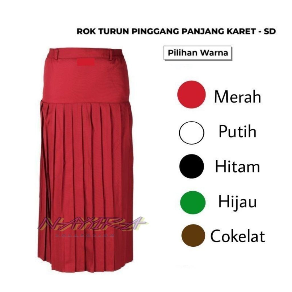 Rok Plisir Turun Pinggang SD SMP SMA Seragam Sekolah SD Rok Plisir Turping Merah Sekolah SD Rok Plis