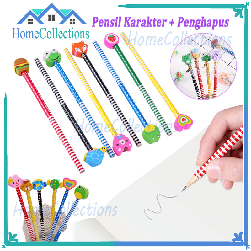 

Pensil Ada Penghapus Karakter Unik Lucu/ Penghapus Karakter Pensil Fancy Souvernir/Cartoon Pencil With Eraser