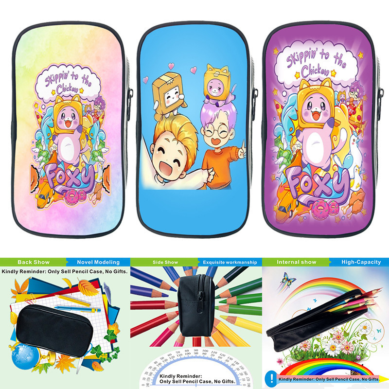 

Lankybox Boxy Foxy Pencil Box Cute Cartoon Kawaii Pen Bag Student Portable Stationery Case Cosmetics Storage Bag Gifts