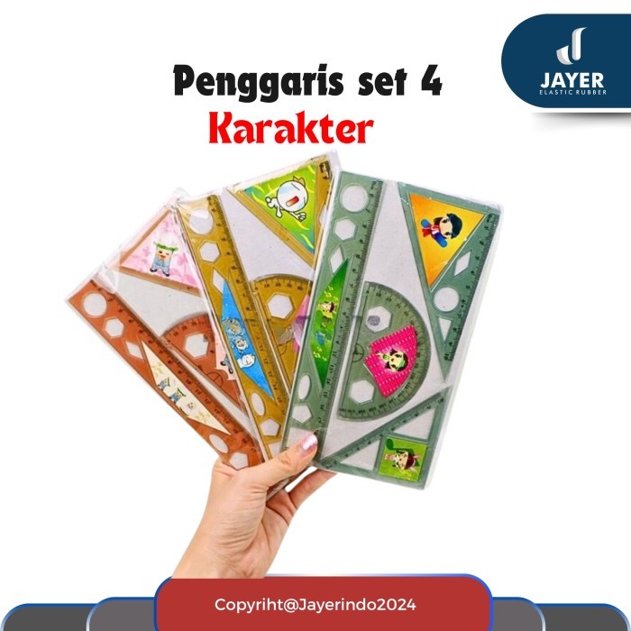 

Penggaris plastik 1 set isi 4 pcs / penggaris karakter