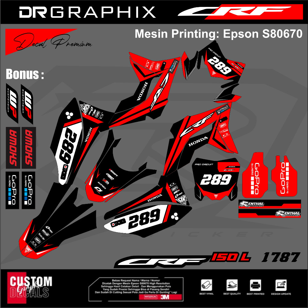 Decal stiker crf 150 l full body decal crf hologram desain logo racing decal crf full body