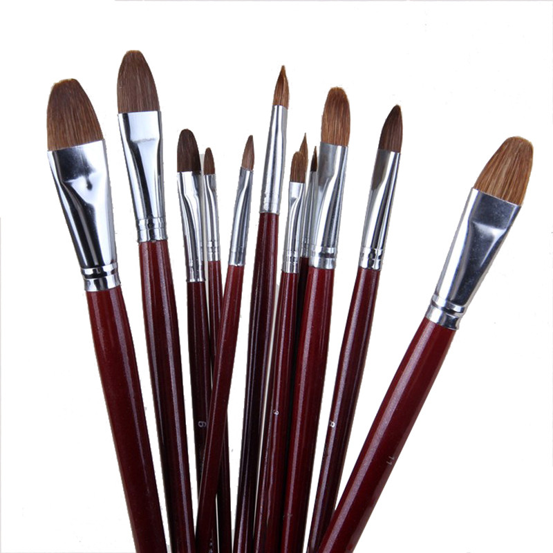 

6pcs/Set High-grade Weasel Hair Oil Painting Brush Hazel Shap Row Pen Long Birch Rod Acrylic Drawing Art Supplies Artist Supply