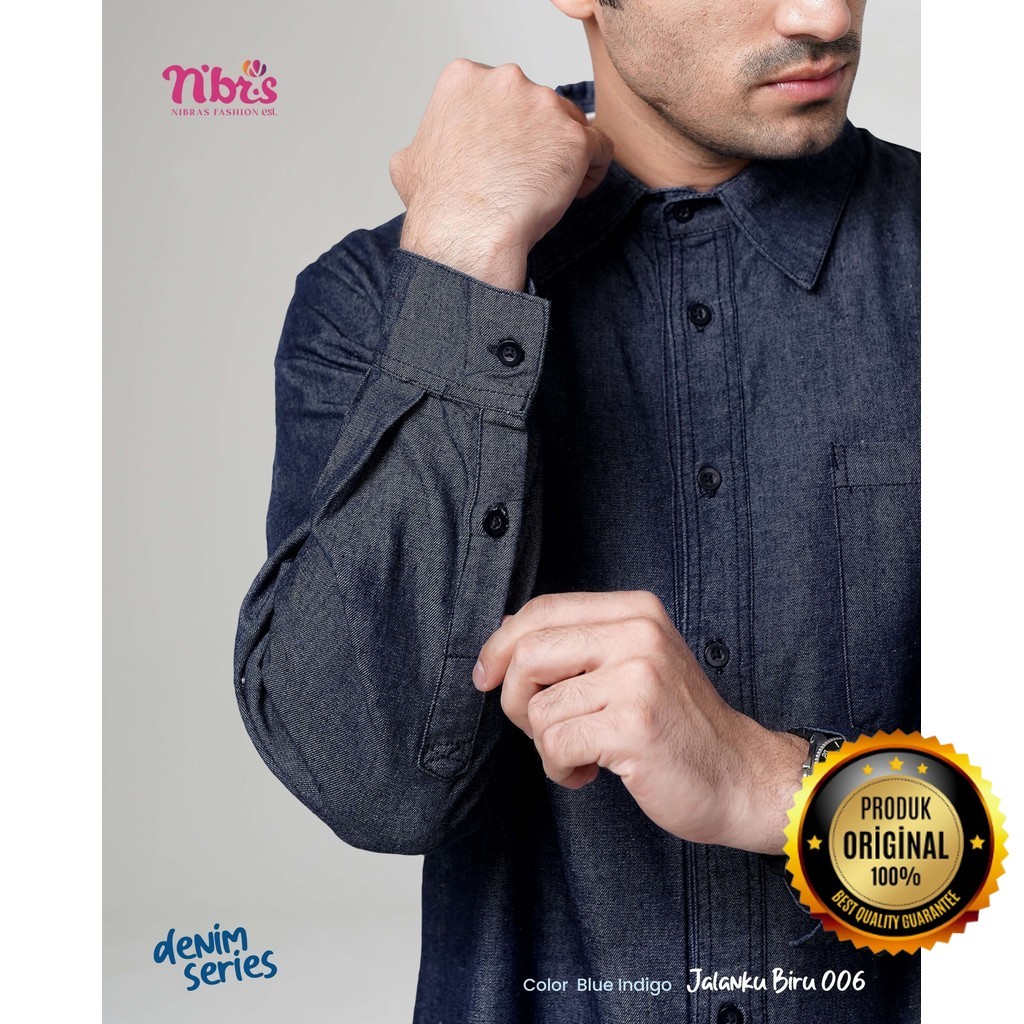 Nibras Collection - Kemeja Koko Pria Premium Lengan Panjang Jalanku Biru 006 By Nibras