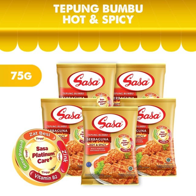 

Sasa Tepung Bumbu Serbaguna Hot & Spicy 75 gr x 5 Pcs