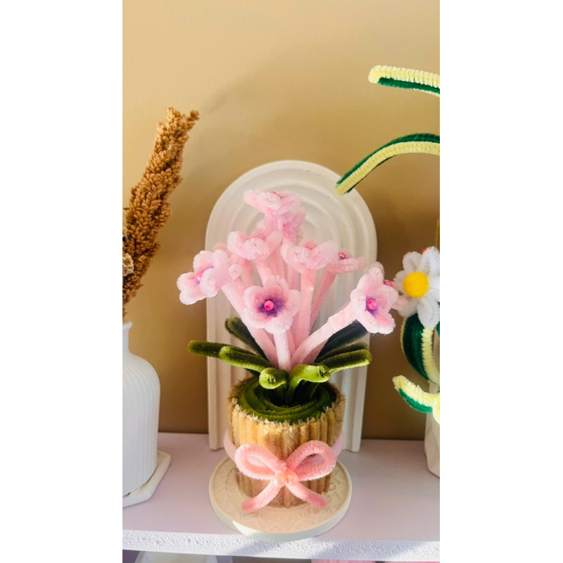 Bunga pot kawat bulu | kawat bulu | bunga kawat bulu