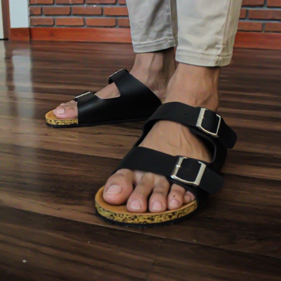 Sandal Casual Pria Sndal Cowok ORIGINAL CRACKER BLACK  AURIERMAX x LVNATICA