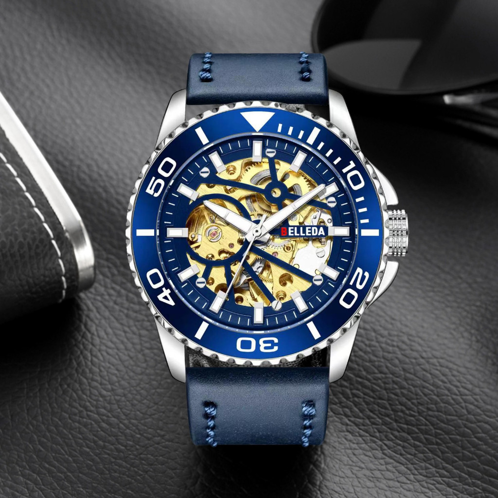 BUY 1 GET 1..JAM TANGAN PRIA WANITA BELLEDA ORIGINAL AUTOMATIC 9485 KULIT