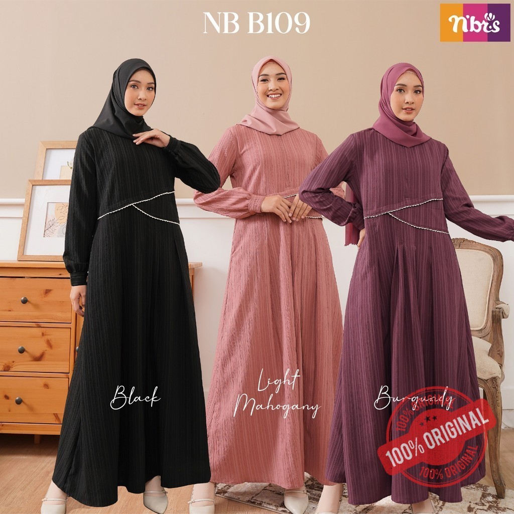 Original - Gamis Polos Premium Nb B109 Dress Muslim Dewasa By Nibras