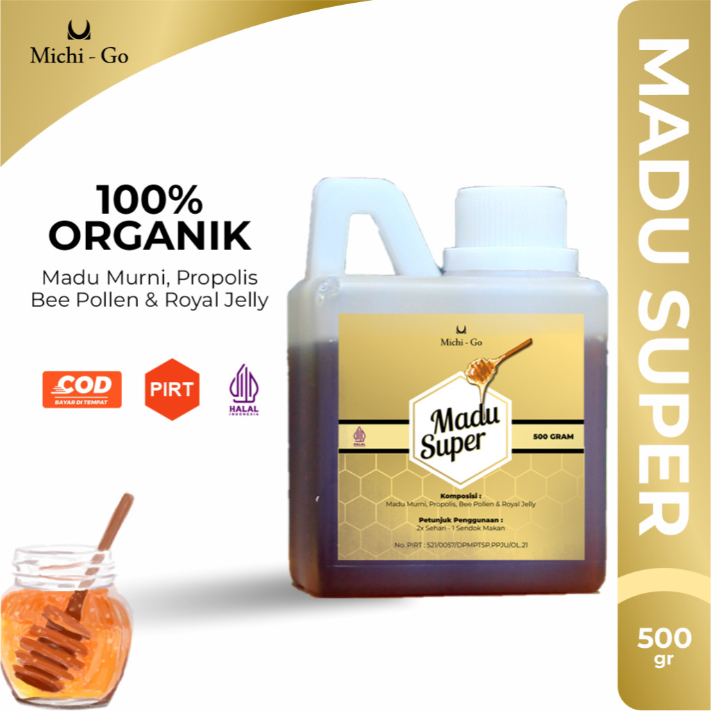 

MICHIGO Madu Murni Super Madu Asli 500 Gram - Madu Hutan Murni Asli Untuk Detox