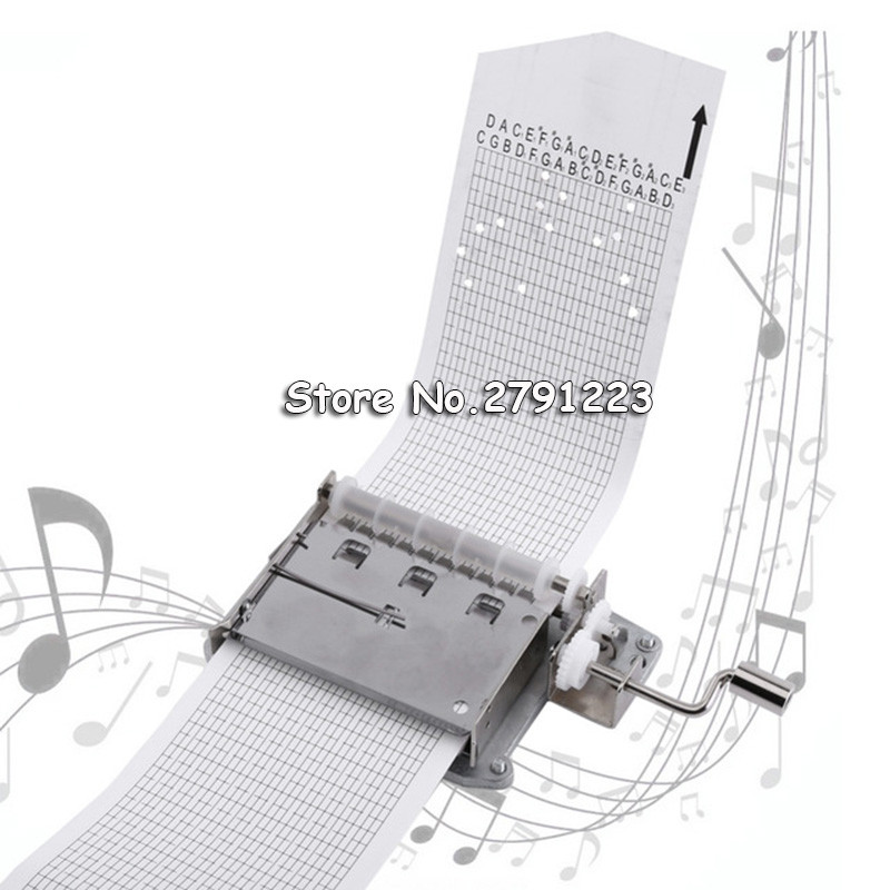 

30-note Tapes Hand Crank Music Mechanical Musical Box with Hole Puncher 3 Strips Tapes Creative DIY Wooden Music Box new year