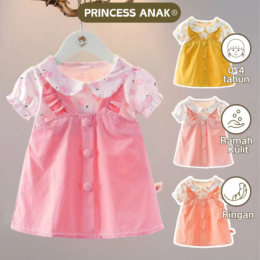 [PRINCESS ANAK] 0-4 Tahun Dress Anak Perempuan Import Dress Motif Bunga Bow Dress Bayi baju gaun ana