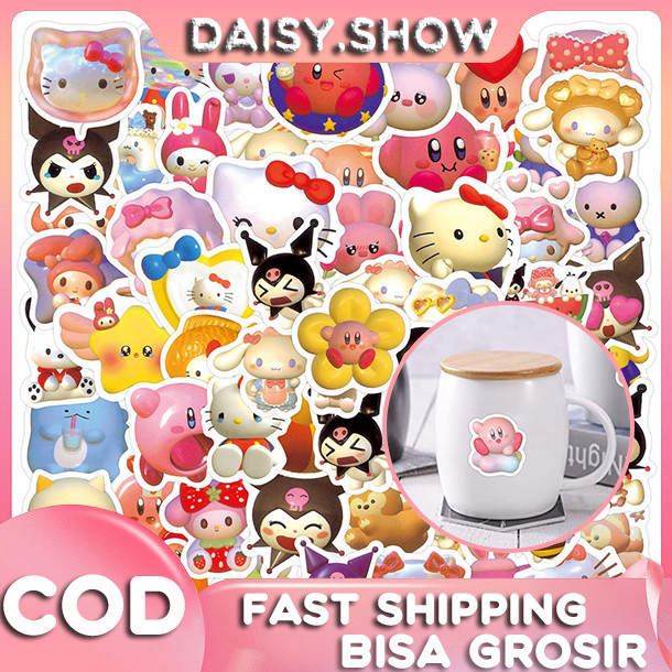

100Pcs Sanrio Stiker Lucu Kuromi Anti Air Stikers Journal Alat Tulis Anti Air Sticker Buku Journal Koper Casing Laptop