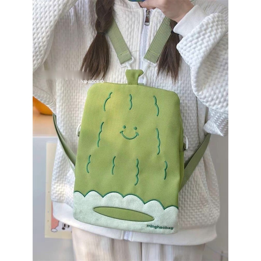 YAHAO-Tas Sekolah Kecil Labu Pare Lucu Tas Selempang Serbaguna Anak-anak Kartun Lucu Ins Jepang Rans