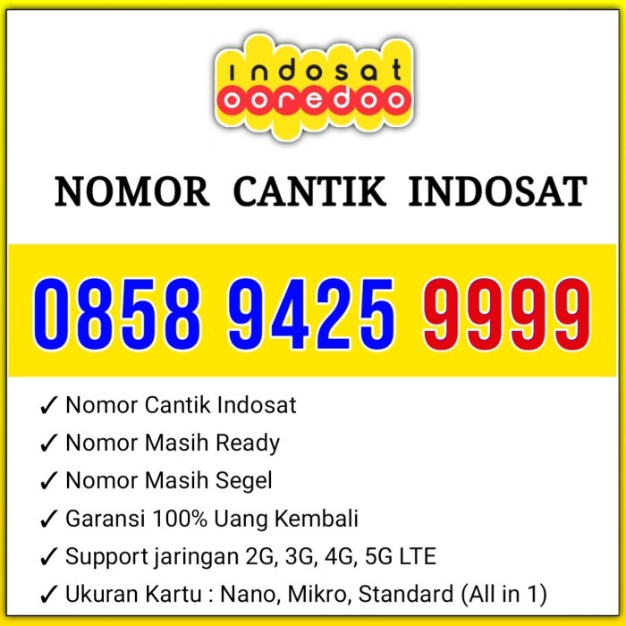 Nomor Cantik HOKI Indosat OOREDOO 0858 9425 9999