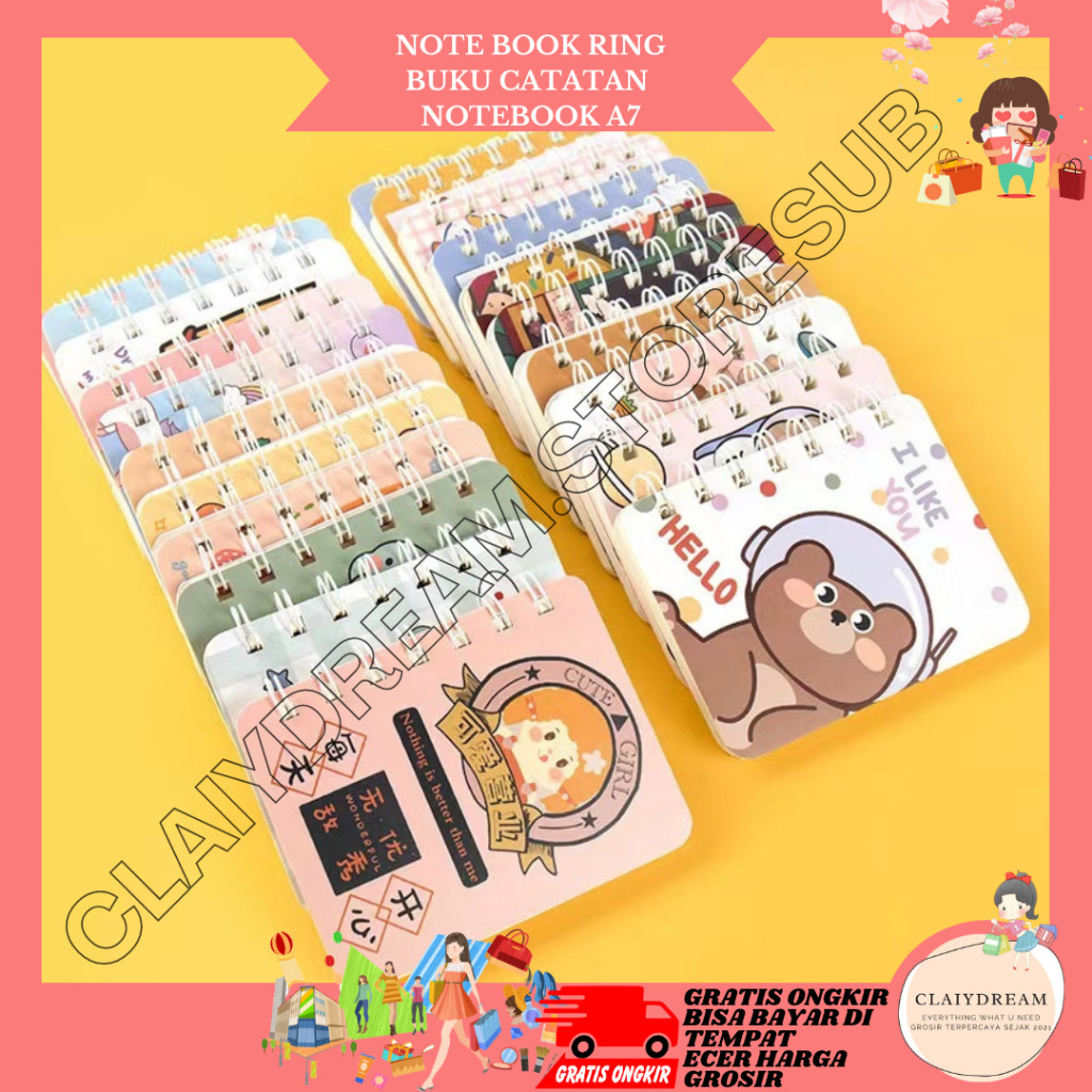 

CLAIYDREAM Notebook Mini A7 Buku Kecil Catatan Scrapbook Mini Buku Notes Kecil Alat Tulis Sekolah 80 Lembar