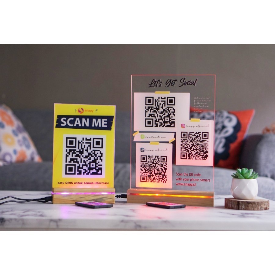 PAPAN AKRILIK SCAND BARCODE | QR STANDING AKRILIK | CUSTOM QR CODE QRIS MEJA | KASIR AKRILIK